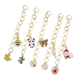 Cat/Panda/Butterfly Alloy Enamel Pendant 304 Stainless Steel Knitting Row Counter Chains