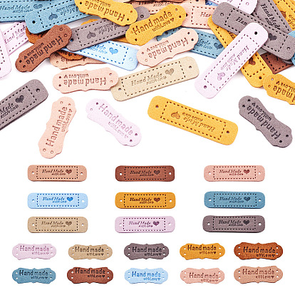 76шт 19 стиль микрофибры кожа этикетки, бирка с тиснением ручной работы, с отверстиями, для джинсов своими руками, , обуви, аксессуары для шляп, прямоугольник со словом ручной работы