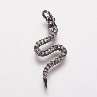 Brass Cubic Zirconia Pendants, Snake