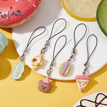 Bear/Cat/Food/Cloud Resin Mobile Straps, Nylon Cord Mobile Accessories Decoration