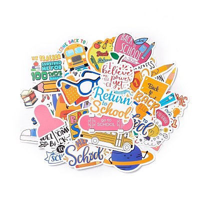 School Theme Waterproof Self Adhesive Paper Stickers, for Suitcase, Skateboard, Refrigerator, Helmet, Mobile Phone Shell, Colorful