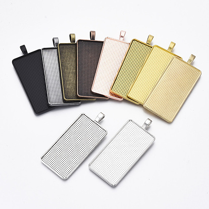 Сплав большой подвесной кабошон настройки, без кадмия и без свинца, чашки безель с краями, прямоугольные