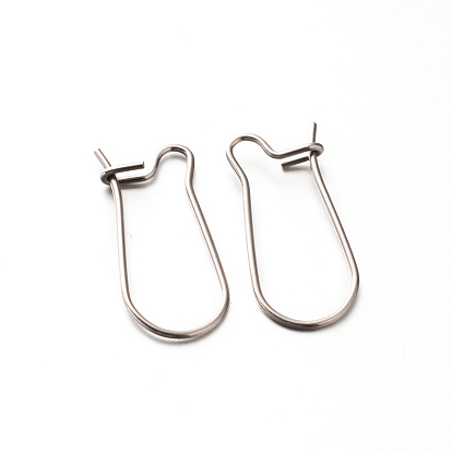 304 Stainless Steel Hoop Earrings Findings Kidney Ear Wires, 22 Gauge, 20x9x2mm, Pin: 0.6mm