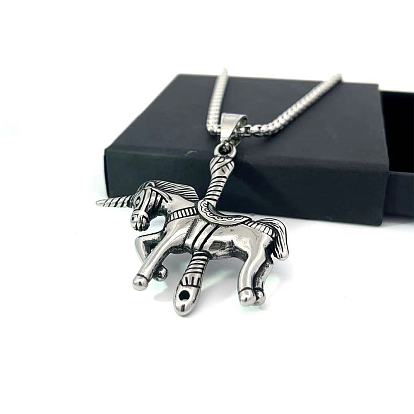 Подвеска из нержавеющей стали в виде единорога, хип-хоп, панк, ожерелья для мужчин и женщин