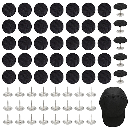48Ensemble de boutons plats ronds en aluminium recouverts de polyester, Bouton de remplacement pour casquette de baseball en forme de champignon, platine