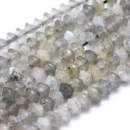 Natural Labradorite Beads Strands, Faceted, Bicone