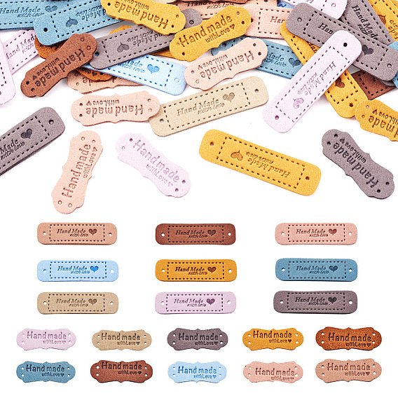 76шт 19 стиль микрофибры кожа этикетки, бирка с тиснением ручной работы, с отверстиями, для джинсов своими руками, , обуви, аксессуары для шляп, прямоугольник со словом ручной работы