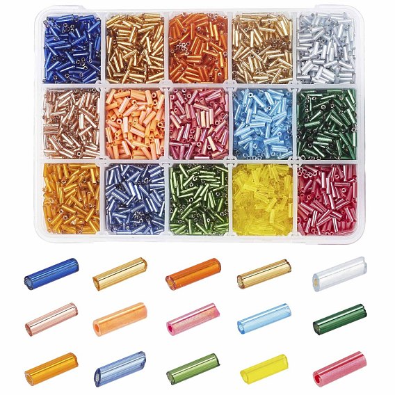 Glass Bugle Beads, Round Hole, Tube