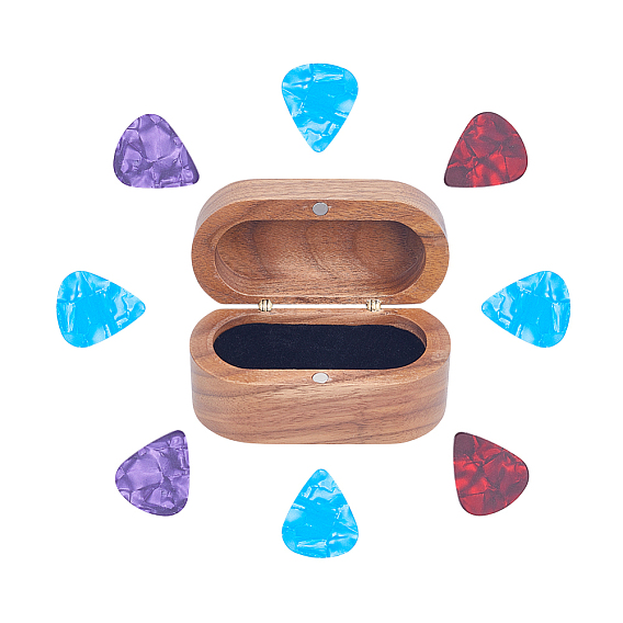 8шт. художественный пластиковый медиатор для гитары, гитарные аксессуары, неровный, треугольные, с 1деревянными ящиками для хранения гитарных медиаторов