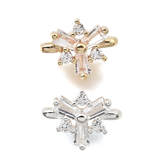 Латунные микропаве прозрачные кубические цирконии 2-петлевые цветочные разделители, долговечный, стойки покрытие