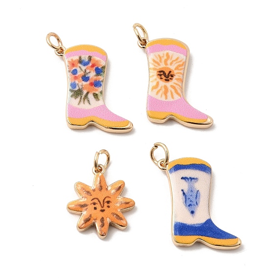 Латунные подвески с принтом, золотые, с целью перехода в кольце