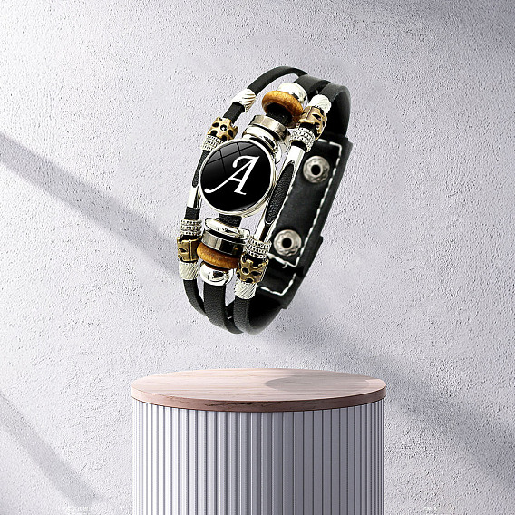 Браслеты из многорядного шнура с буквами из полиуретана, буквы, со сплавом и стеклом