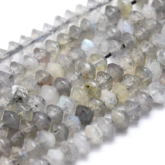 Natural Labradorite Beads Strands, Faceted, Bicone