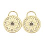 Латунные подвески с фианитами, долговечный, без свинца и без кадмия, плоско-круглые