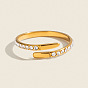 304 Stainless Steel Rhinestone Cuff Open Rings for Women