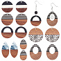 14шт 7 стили подвески из непрозрачной смолы и орехового дерева, воском, слеза и плоская круглая, разнообразные