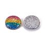 Rainbow Resin Cabochons, with Glitter Powder, Dome/Half Round