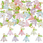 84 piezas 7 colores colgantes de perlas de acrílico transparente y plástico ABS, encantos de la flor, con fornituras de hierro, dorado