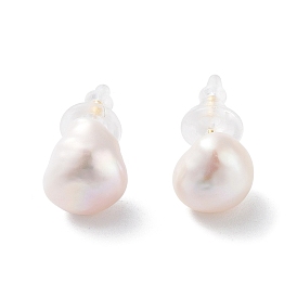 Potato Natural Pearl Stud Earrings for Women, with Sterling Silver Pins