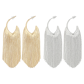 2 пары 2 цветные серьги-гвоздики с кисточками из сплава, серьги-кольца