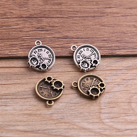 Tibetan Style Alloy Pendants, Clock with Gear Charm