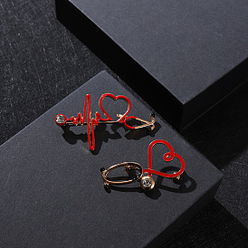 Creative Cartoon Electrocardiogram Alloy Brooch Pin Set with Stethoscope Design