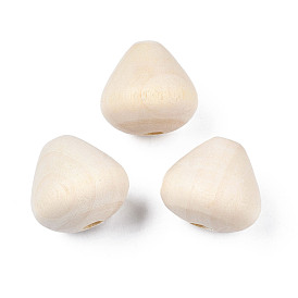 Natural Wood European Beads, Large Hole Beads, Undyed, Cone