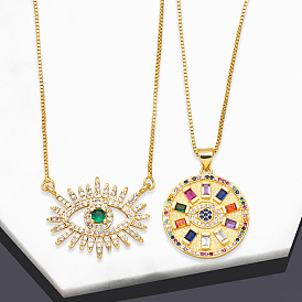 Colorful Evil Eye Necklace with Micro-Set Zircon for Unique Style