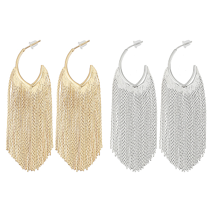 2 пары 2 цветные серьги-гвоздики с кисточками из сплава, серьги-кольца