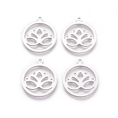 304 подвески из нержавеющей стали, плоские круглые с цветком