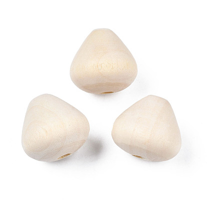 Natural Wood European Beads, Large Hole Beads, Undyed, Cone