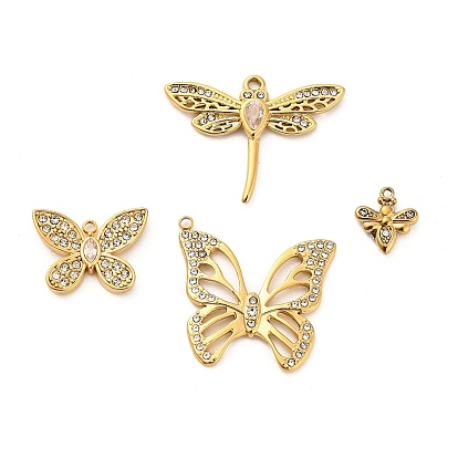 304 из нержавеющей стали Кристалл Rhinestone подвески, реальный 18 k позолоченный