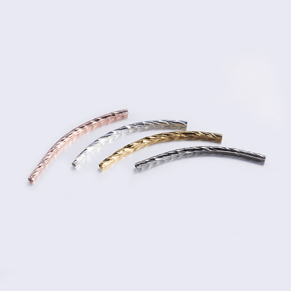 Brass Tube Beads, Curved, Faceted