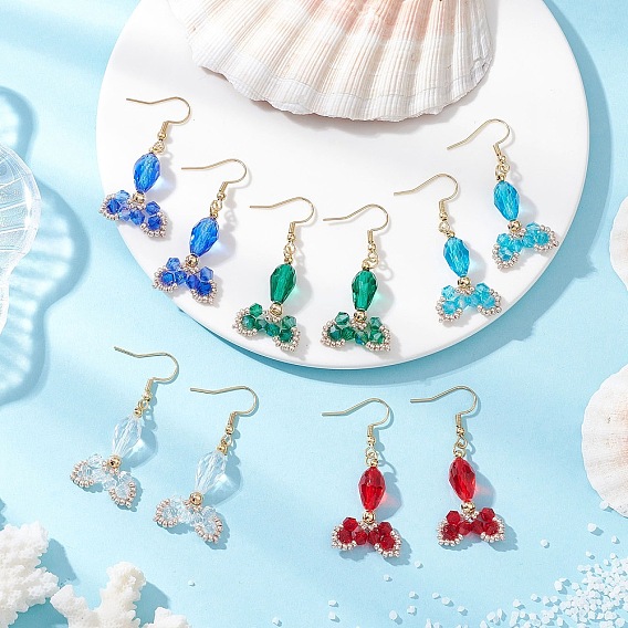 Серьги-подвески из нержавеющей стали и стекла «рыбий хвост», реальный 304 k позолоченный