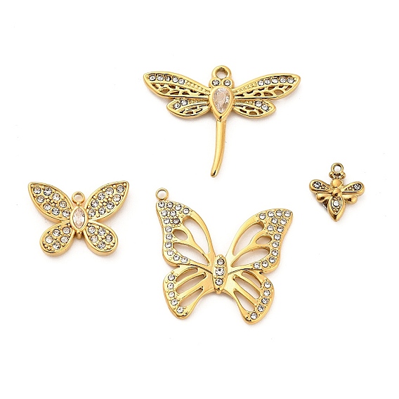 304 из нержавеющей стали Кристалл Rhinestone подвески, реальный 18 k позолоченный