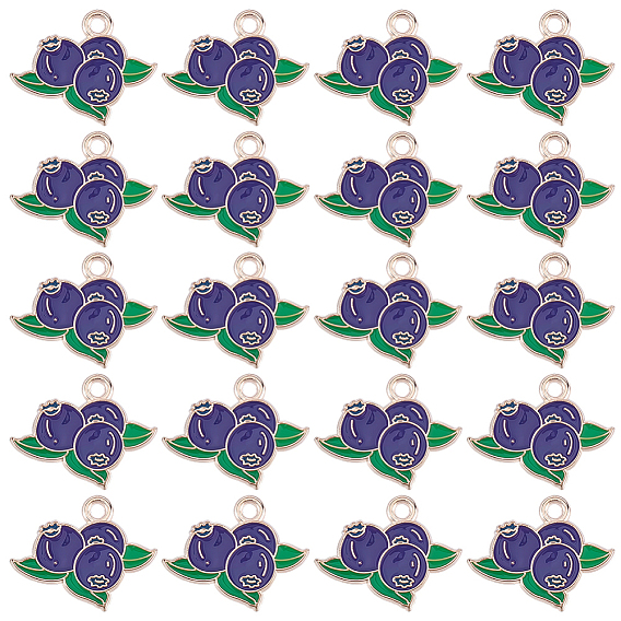 50Pcs Alloy Enamel Pendants, Light Gold