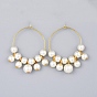 Wine Glass Charms, with Glass Pearl Beads and Brass Hoop Earrings, Golden