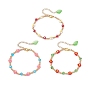 3шт. браслеты из стеклянных бусин для женщин, цветок, с акрилом и цинковым сплавом