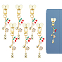 6 pcs 12 décorations de pendentifs en alliage d'émail de styles, avec perle en plastique ccb et fermoirs pivotants, or, coeur avec papillon