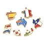 304 Stainless Steel Enamel Pendants, Map Charms, Ion Plating(IP)
