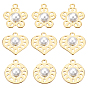 18Pcs 3 Style Brass Pendants, with ABS Plastic Imitation Pearl Beads, Nickel Free, Real 18K Gold Plated