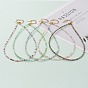Glass Beaded Necklaces, with 304 Stainless Steel Lobster Claw Clasps, Rondelle, Golden