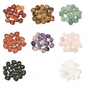 16шт 16 стили украшения для показа натуральных драгоценных камней, фигурка для украшения дома, энергетический камень рейки для исцеления, овал с символом