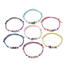 7 браслеты из плетеных бусин из окрашенной натуральной бирюзы, регулируемые женские браслеты из вощеного хлопкового шнура