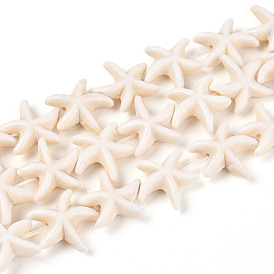 Бусины из дрогоценного камня, синтетические бирюзовые, морская звезда / морские звезды, 15x15x5.5 мм, отверстие : 1.5 мм