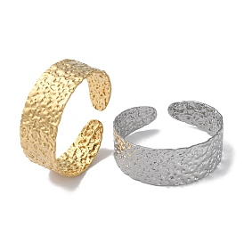 304 bracelet manchette plat texturé en acier inoxydable pour femme