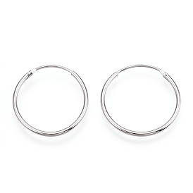 Anti-Tarnish Rhodium Plated 925 Sterling Silver Earring Hoop, with 925 Stamp