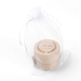 Cajas de anillos de madera grabada, con tela de pvc ramio algodón y colgante de corazón, caja de la joyería, ronda con la palabra que hacemos