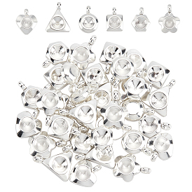 36 piezas 6 estilo 304 colgante de acero inoxidable engastes de diamantes de imitación, para diamantes de imitación rivoli, corazón y flor y plano redondo y hexágono y triángulo y cuadrado