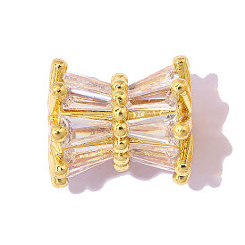 Латунные прозрачные бусины из кубического циркония, колонка, ионное покрытие (ip), зеркальная полировка